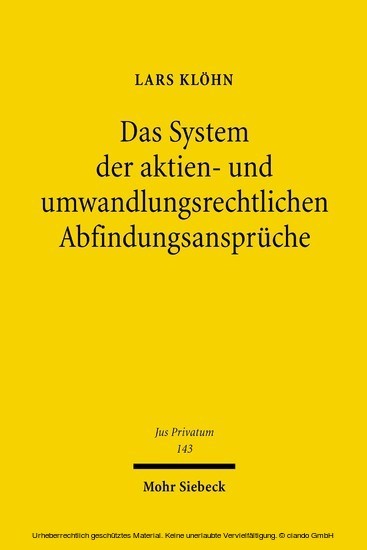 Das System der aktien- und umwandlungsrechtlichen Abfindungsansprüche main product photo