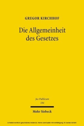 Die Allgemeinheit des Gesetzes
