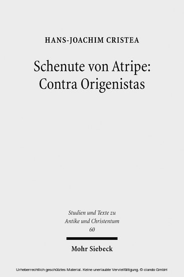 Schenute von Atripe: Contra Origenistas main product photo
