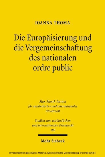 Die Europäisierung und die Vergemeinschaftung des nationalen ordre public main product photo