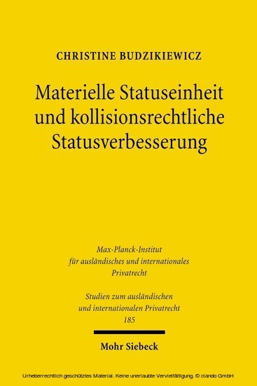 Materielle Statuseinheit und kollisionsrechtliche Statusverbesserung main product photo