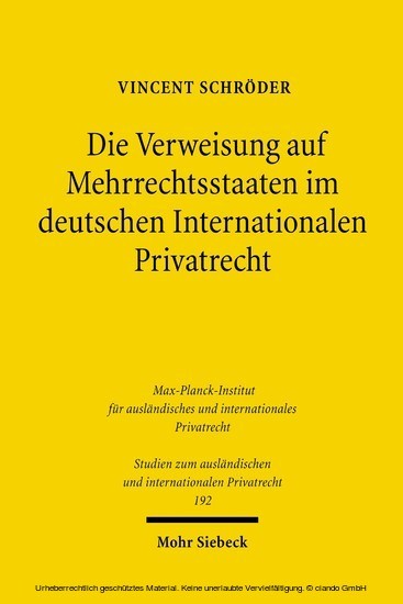 Die Verweisung auf Mehrrechtsstaaten im deutschen Internationalen Privatrecht main product photo