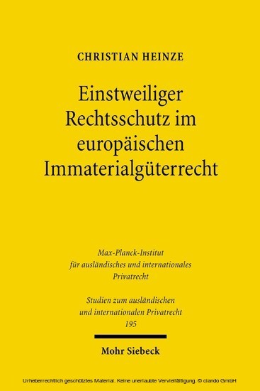 Einstweiliger Rechtsschutz im europäischen Immaterialgüterrecht main product photo