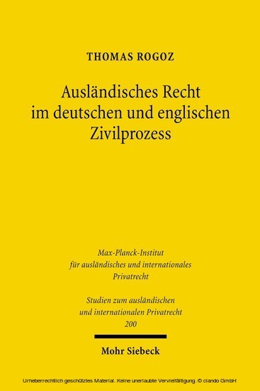 Ausländisches Recht im deutschen und englischen Zivilprozess main product photo