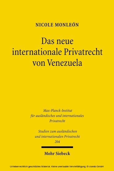 Das neue internationale Privatrecht von Venezuela main product photo