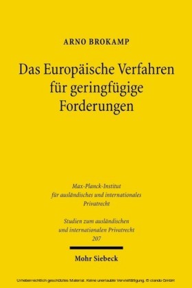 Das Europäische Verfahren für geringfügige Forderungen