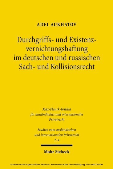 Durchgriffs- und Existenzvernichtungshaftung im deutschen und russischen Sach- und Kollisionsrecht main product photo