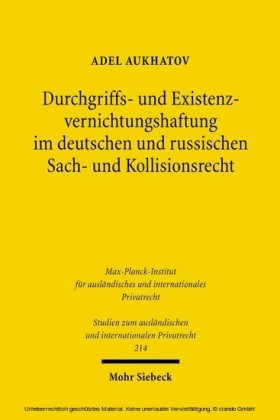 Durchgriffs- und Existenzvernichtungshaftung im deutschen und russischen Sach- und Kollisionsrecht