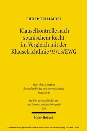 Klauselkontrolle nach spanischem Recht im Vergleich mit der Klauselrichtlinie 93/13/EWG