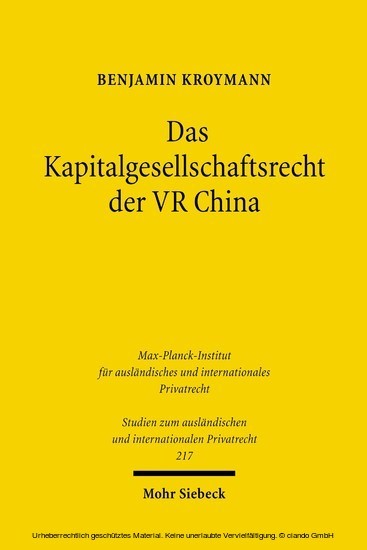 Das Kapitalgesellschaftsrecht der VR China main product photo
