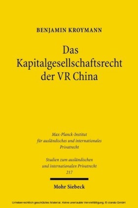 Das Kapitalgesellschaftsrecht der VR China