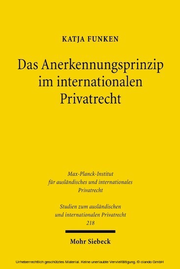 Das Anerkennungsprinzip im internationalen Privatrecht main product photo