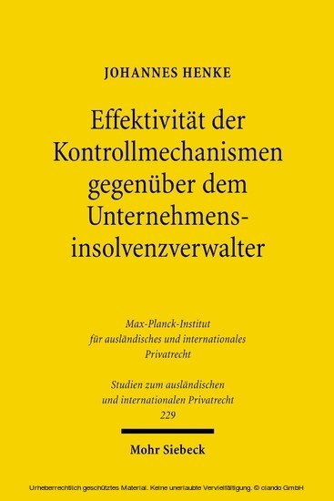 Effektivität der Kontrollmechanismen gegenüber dem Unternehmensinsolvenzverwalter main product photo