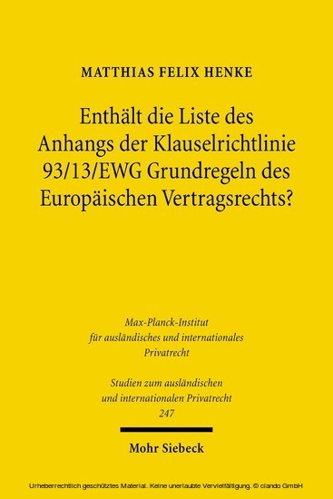 Enthält die Liste des Anhangs der Klauselrichtlinie 93/13/EWG Grundregeln des Europäischen Vertragsrechts? main product photo