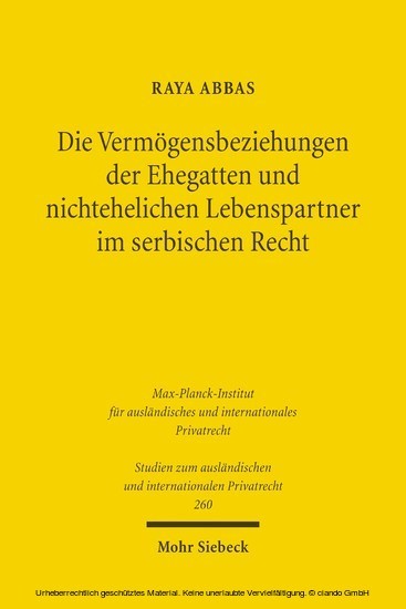 Die Vermögensbeziehungen der Ehegatten und nichtehelichen Lebenspartner im serbischen Recht main product photo