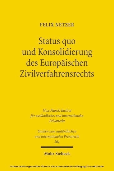 Status quo und Konsolidierung des Europäischen Zivilverfahrensrechts main product photo