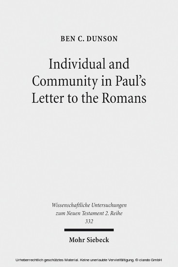 Individual and Community in Paul's Letter to the Romans main product photo