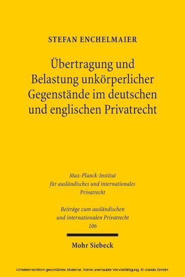 Übertragung und Belastung unkörperlicher Gegenstände im deutschen und englischen Privatrecht main product photo