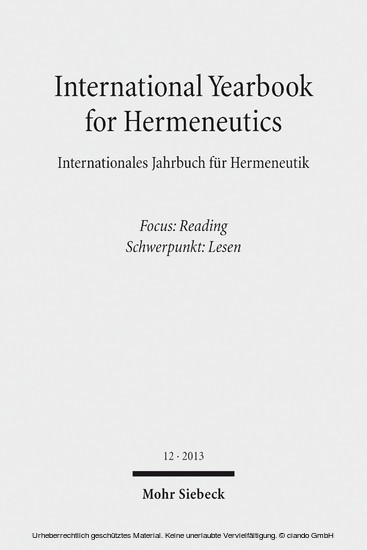 International Yearbook for Hermeneutics / Internationales Jahrbuch für Hermeneutik main product photo