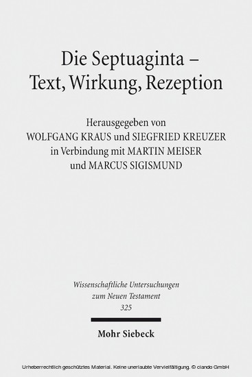 Die Septuaginta - Text, Wirkung, Rezeption main product photo