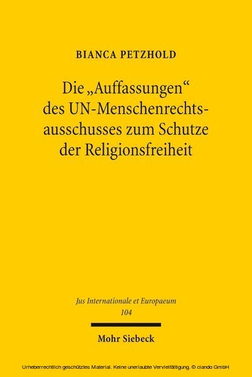 Die 'Auffassungen' des UN-Menschenrechtsausschusses zum Schutze der Religionsfreiheit main product photo