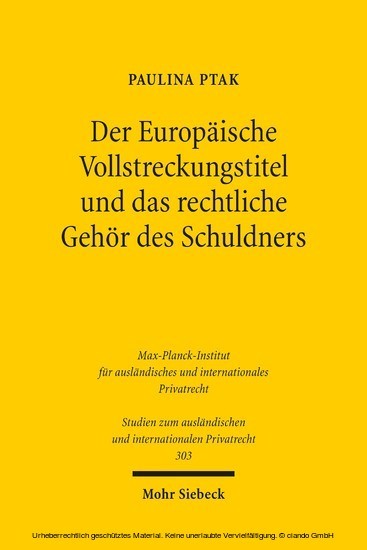 Der Europäische Vollstreckungstitel und das rechtliche Gehör des Schuldners main product photo