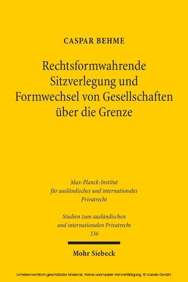 Rechtsformwahrende Sitzverlegung und Formwechsel von Gesellschaften über die Grenze main product photo