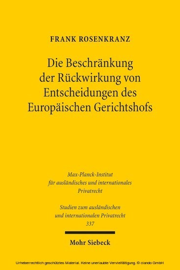 Die Beschränkung der Rückwirkung von Entscheidungen des Europäischen Gerichtshofs main product photo