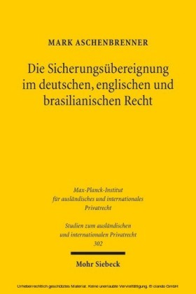 Die Sicherungsübereignung im deutschen, englischen und brasilianischen Recht