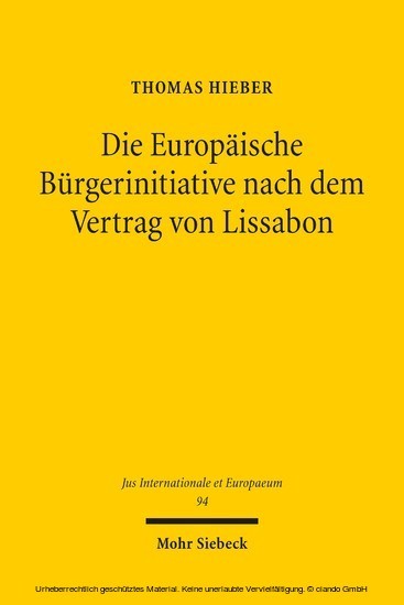 Die Europäische Bürgerinitiative nach dem Vertrag von Lissabon main product photo