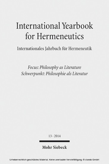 International Yearbook for Hermeneutics / Internationales Jahrbuch für Hermeneutik main product photo