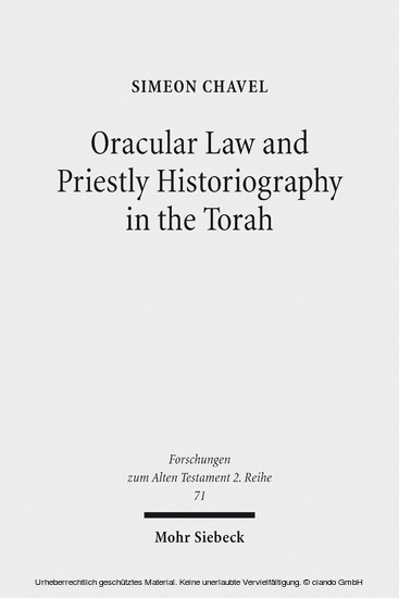 Oracular Law and Priestly Historiography in the Torah main product photo