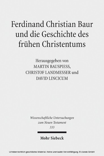 Ferdinand Christian Baur und die Geschichte des frühen Christentums main product photo