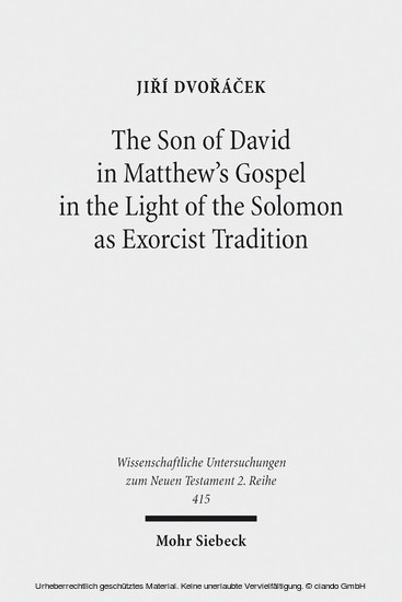 The Son of David in Matthew's Gospel in the Light of the Solomon as Exorcist Tradition main product photo
