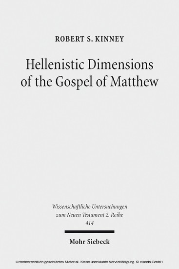 Hellenistic Dimensions of the Gospel of Matthew main product photo