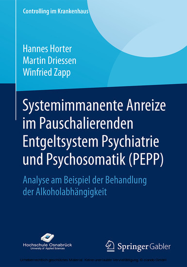 Systemimmanente Anreize im Pauschalierenden Entgeltsystem Psychiatrie und Psychosomatik (PEPP) main product photo