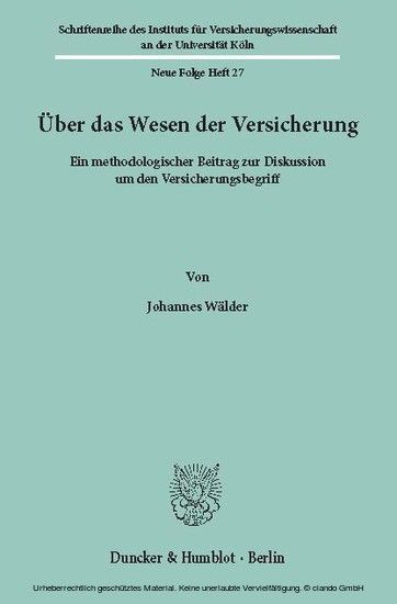 Über das Wesen der Versicherung. main product photo