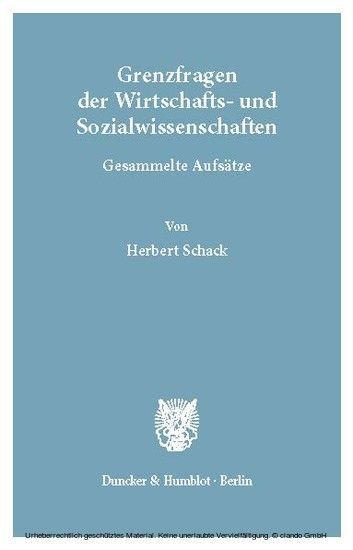 Grenzfragen der Wirtschafts- und Sozialwissenschaften. main product photo