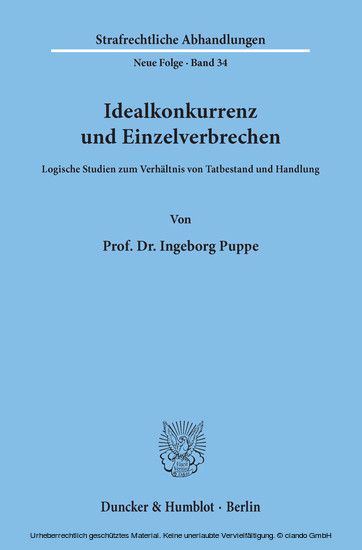 Idealkonkurrenz und Einzelverbrechen. main product photo