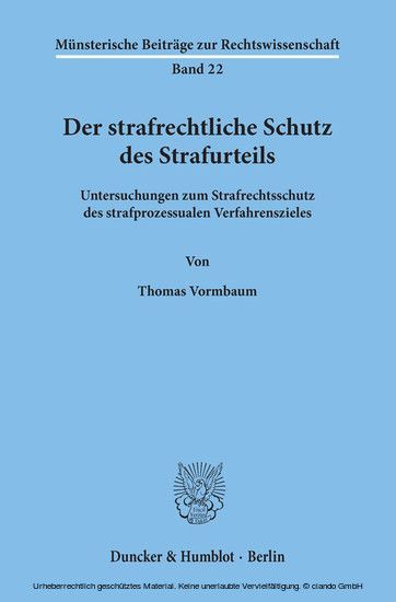 Der strafrechtliche Schutz des Strafurteils. main product photo