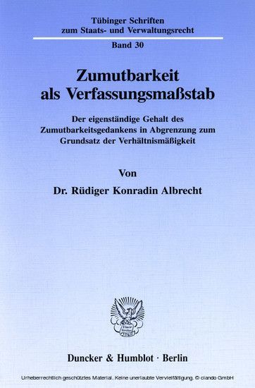 Zumutbarkeit als Verfassungsmaßstab. main product photo