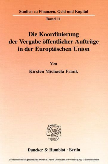 Die Koordinierung der Vergabe öffentlicher Aufträge in der Europäischen Union. main product photo