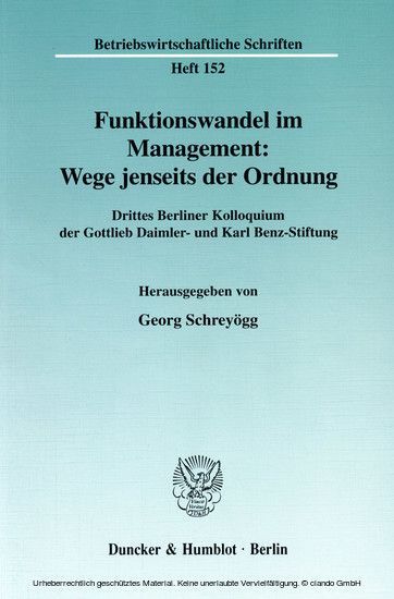 Funktionswandel im Management: Wege jenseits der Ordnung. main product photo