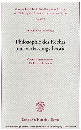 Philosophie des Rechts und Verfassungstheorie. main product photo