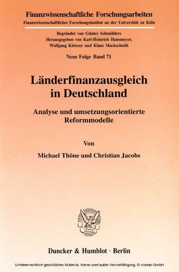 Länderfinanzausgleich in Deutschland. main product photo