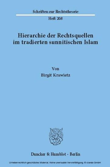Hierarchie der Rechtsquellen im tradierten sunnitischen Islam. main product photo