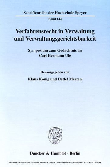 Verfahrensrecht in Verwaltung und Verwaltungsgerichtsbarkeit. main product photo