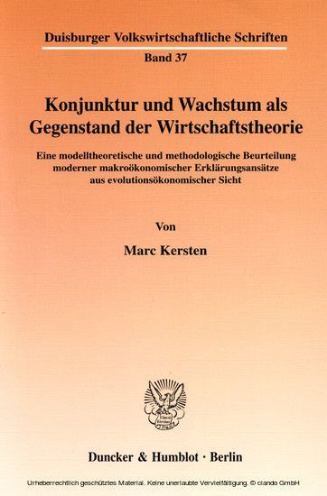 Konjunktur und Wachstum als Gegenstand der Wirtschaftstheorie. main product photo