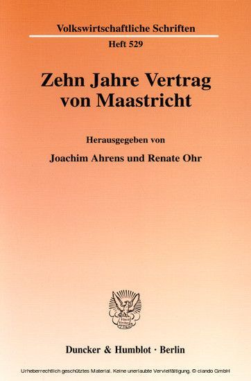 Zehn Jahre Vertrag von Maastricht. main product photo