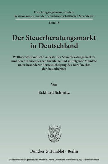Der Steuerberatungsmarkt in Deutschland. main product photo